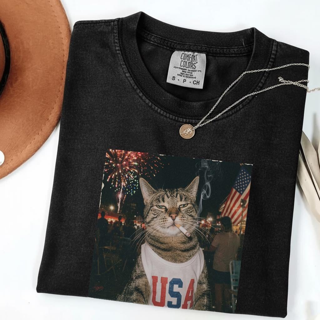 Patriotic Smoking Ca Vintage 4th July Tee Retro Usa Meme Independence Day America 250