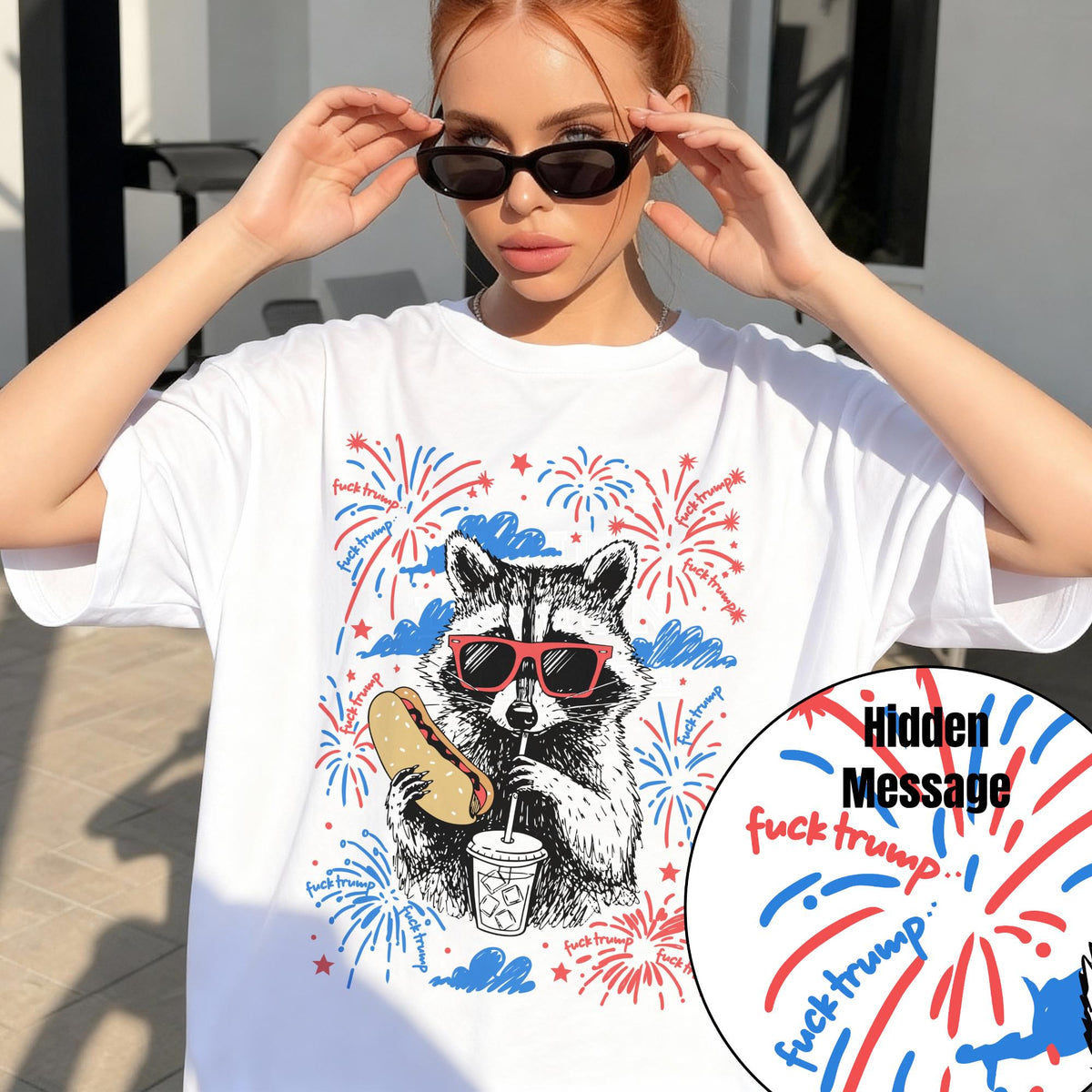 Fourth July Anti Trump Subtle Trump Raccoon Tee Fdt July 4th Usa 250 Birthday Th Anniversary Political
