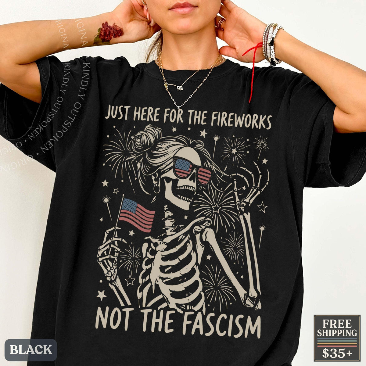 Anti Fascist July 4th Feminist Patriotic Comfort Colors Tee Liberal Fourth July Gothic America Protest Tee
