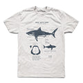 White Shark Anatomy Hand-Drawn Biology Diagram Screen Printed Ringspun