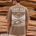 Christian Comfort Colors Cast Cares Lord Peter Nature River Fishing Boat Tee Faith Bible Verse Religious