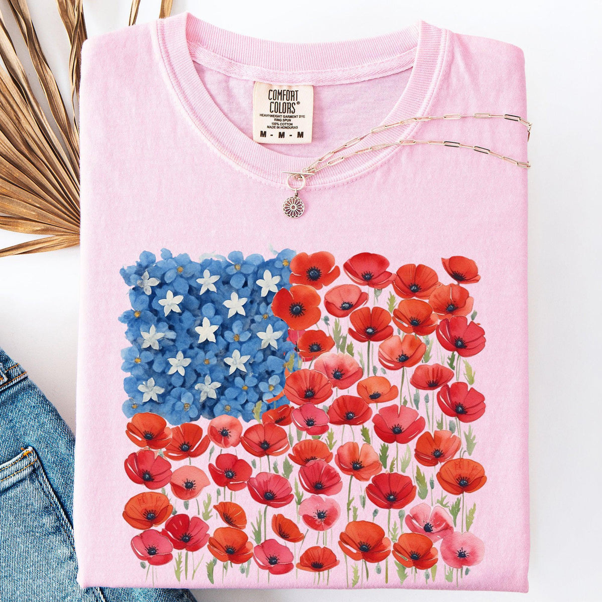 Floral Flag Usa Patriotic America 4th July Comfort Colors