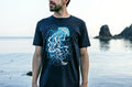Smugairle Organic Earth Positive Tee Irish Word Jellyfish Seal Spit Dark Navy Blue
