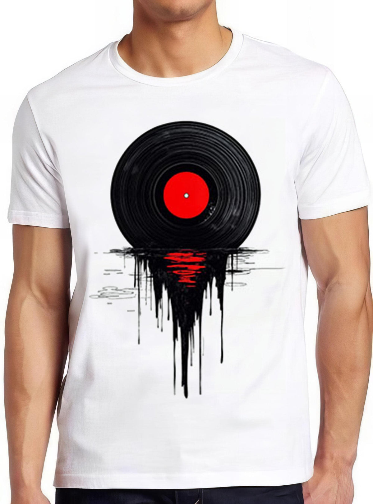 Melting Vinly Dripping Record Dj Music Tee 2446 Unisex