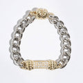 Cz Stone Paved Bar Pointed Chain Magnetic Bracelet