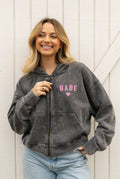 Babe Cropped Mineral Zipper Hooded