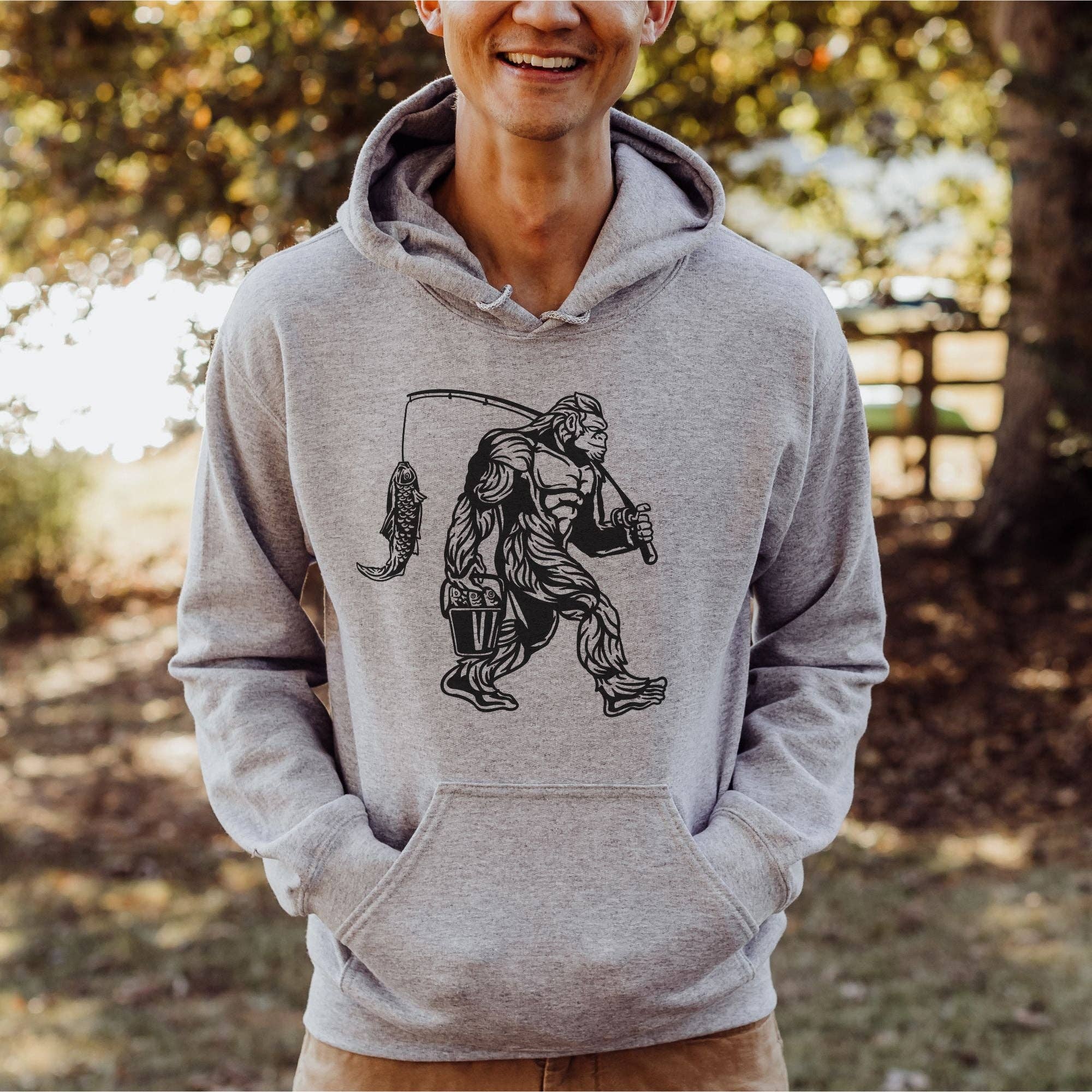 Bigfoot Fishing Crewneck Sweatshirt Hoodie 182