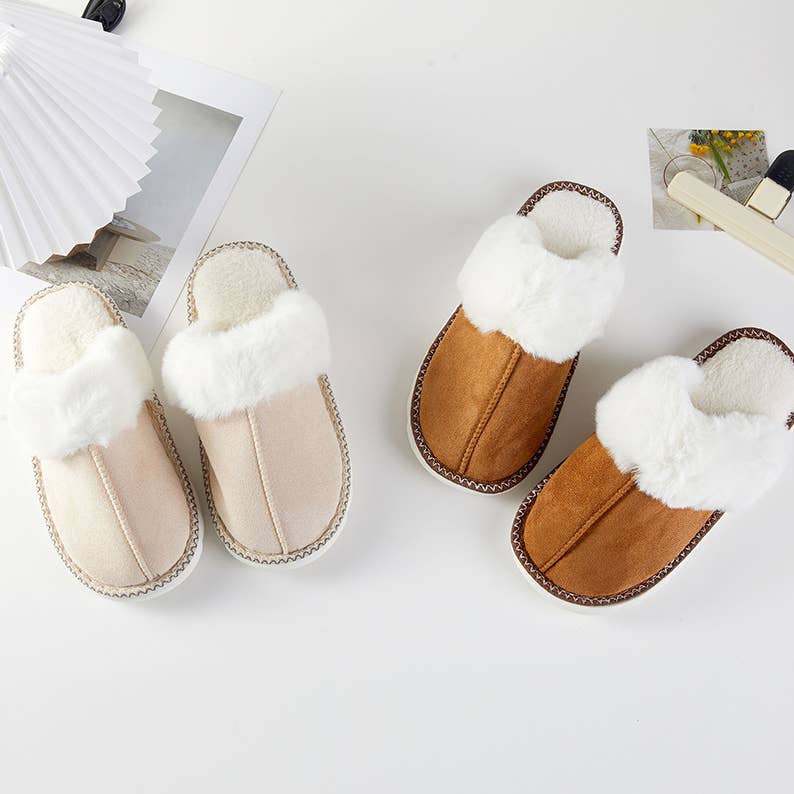 Fluffy Faux Fur Lined Indoor Slippers
