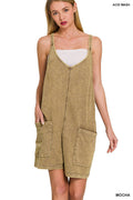 Acid Washed Knit Rompers w/ Side Pockets