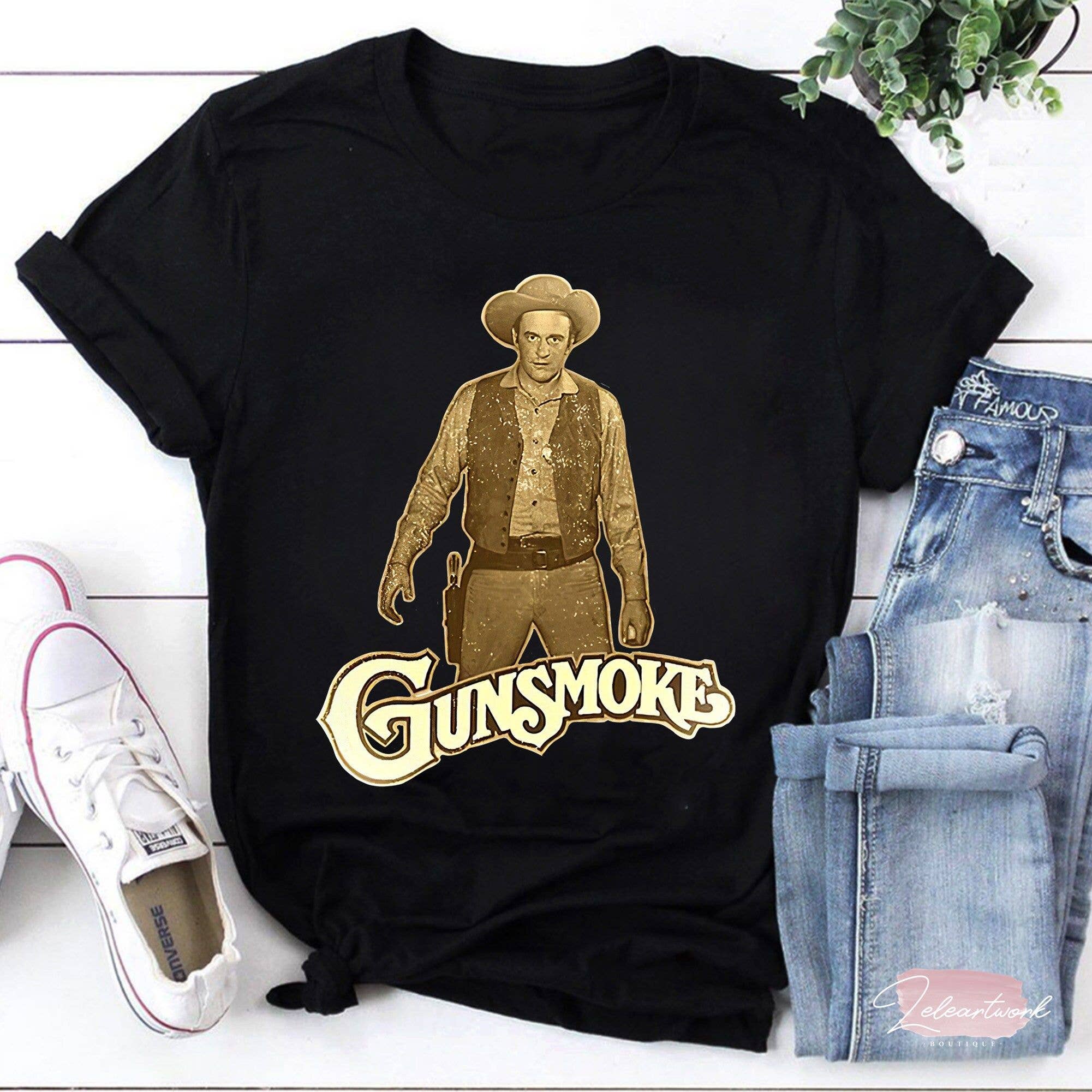 Gunsmoke James Arness Anime Cowboy T-Shirt