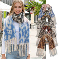 Leopard Print Oblong Scarf Shawl with Fringe