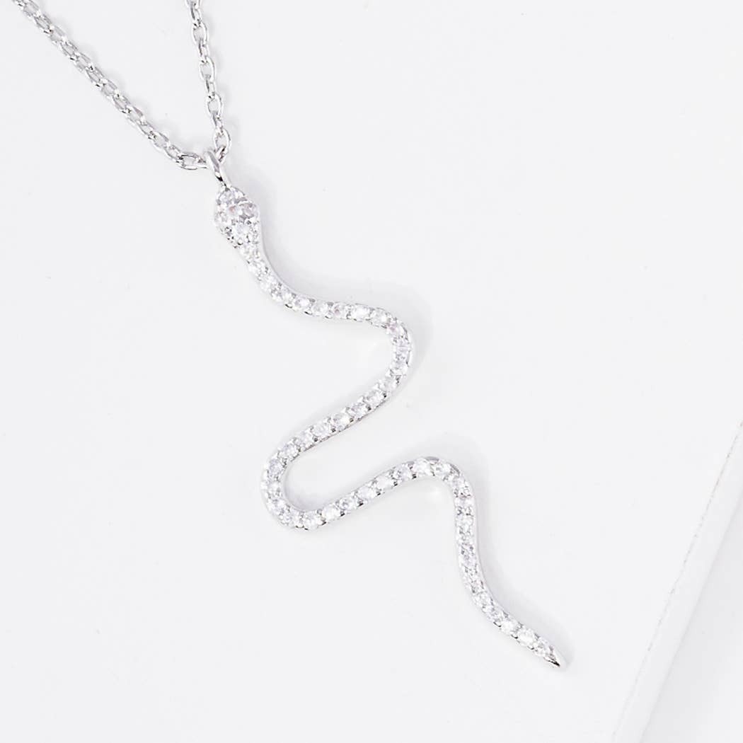 Cz Gold-Dipped Snake Pendant Necklace