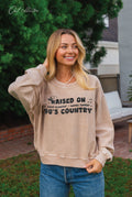 Raised On  Cropped Thermal Vintage Pullover