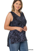 .Plus Size Mineral Wash Top w/ Side Slit
