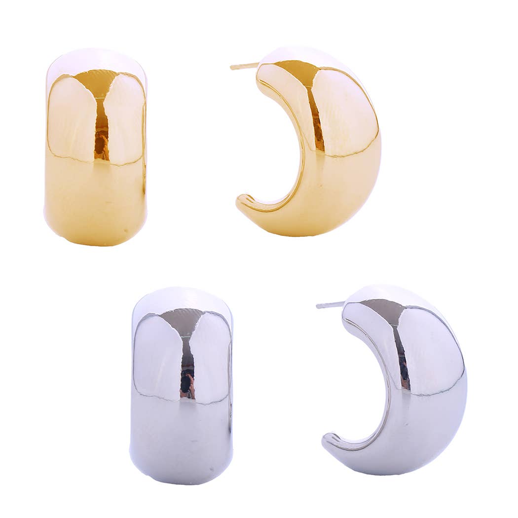 14K Gold-Dipped Midnight Moon Post Earrings