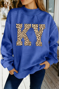 Kentucky Ky Letter Print Reversible Mock Neck Sweatshirt