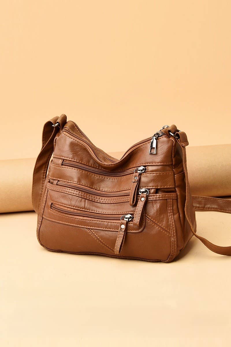 ,, SI-26447 Multi Zipper Pocket Crossbody Shoulder Bag