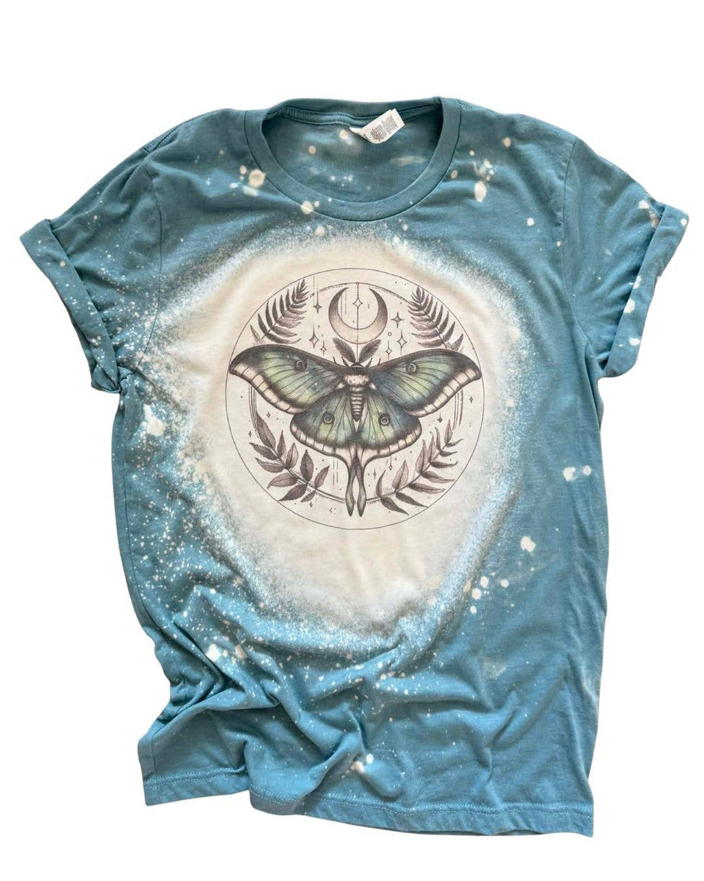 Unisex Celestial Luna Moth Hand-Bleached Graphic Tee Unisex