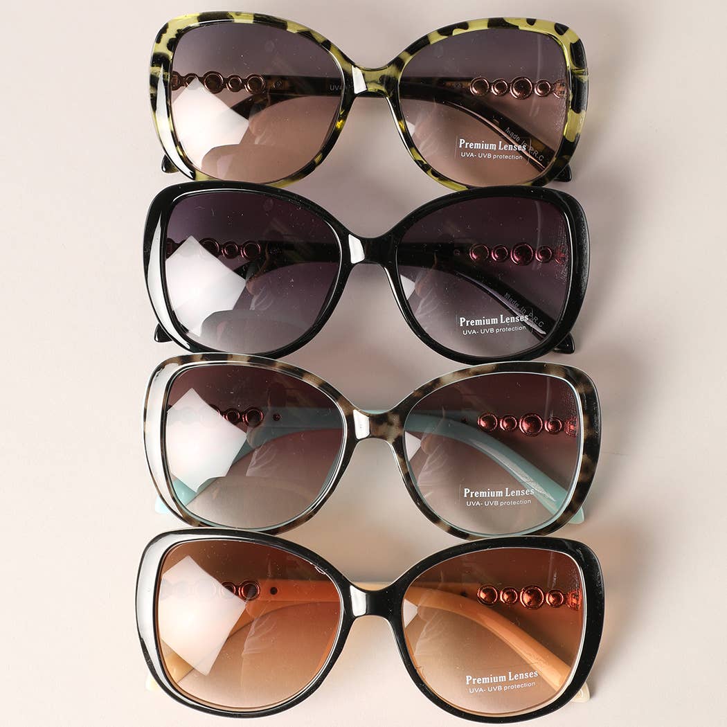 Oversized Square Rhinestones Frame Sunglasses