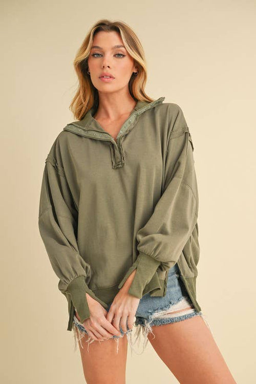*Small Only* 9115FK Tamika Henley Sweatshirt