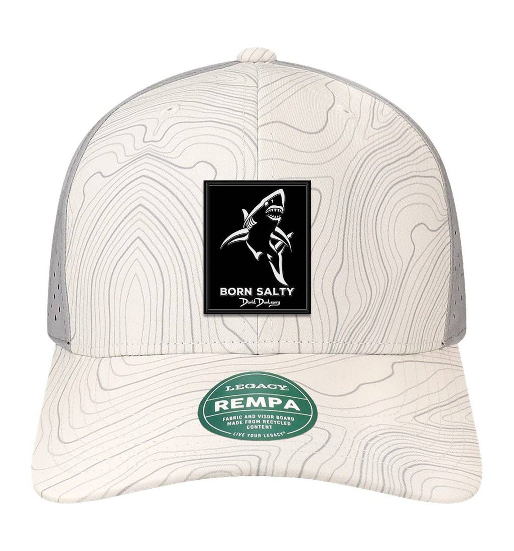 Born Salty Shark Deco Performance White Grey Topo Hat Unisex