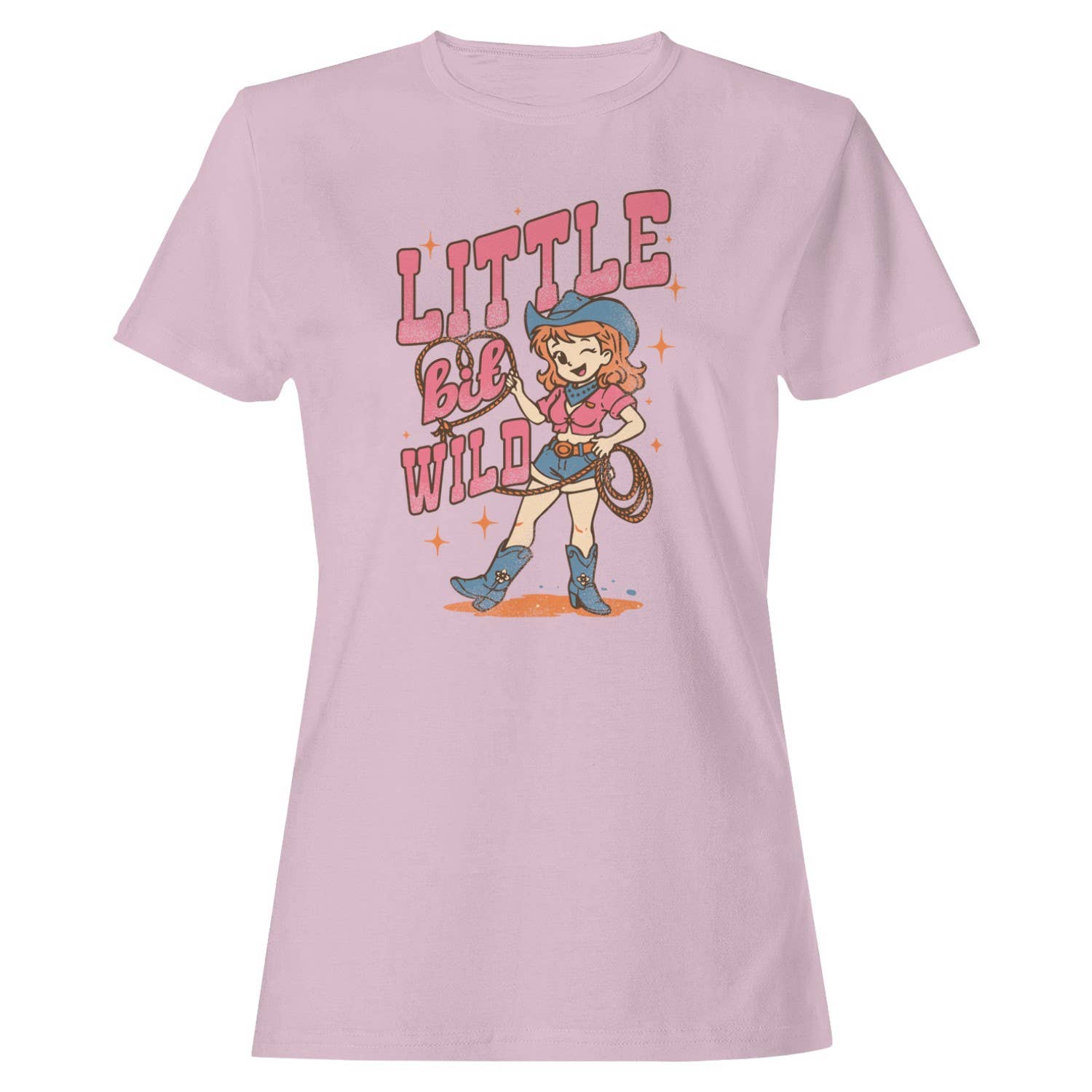 Cute Wild Cowgirl Cartoon  Women's T-Shirt Light Pink