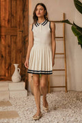 Pleated Knit Mini Skirt