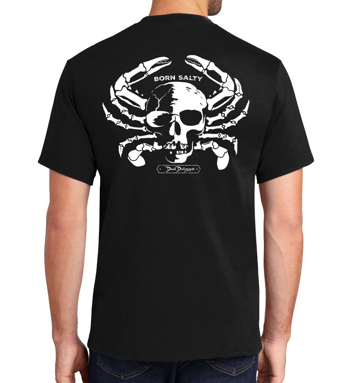 Men's Born Salty Skull Crab Short Sleeve Black Cotton Unisex