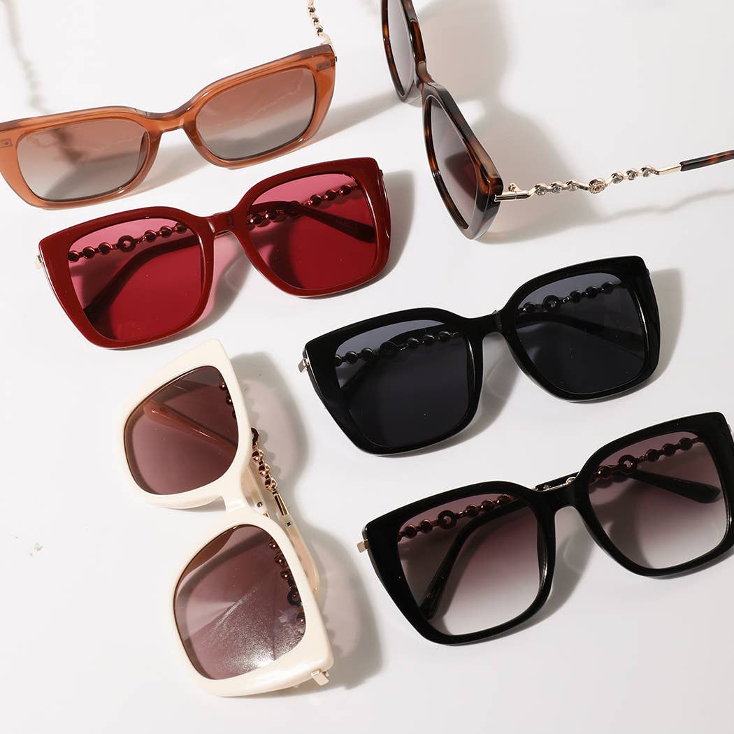 Rhinestone Accent Square Frame Women's Sunglasses