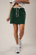 Mid Rise Layered Waist Elastic Band Knit Skort