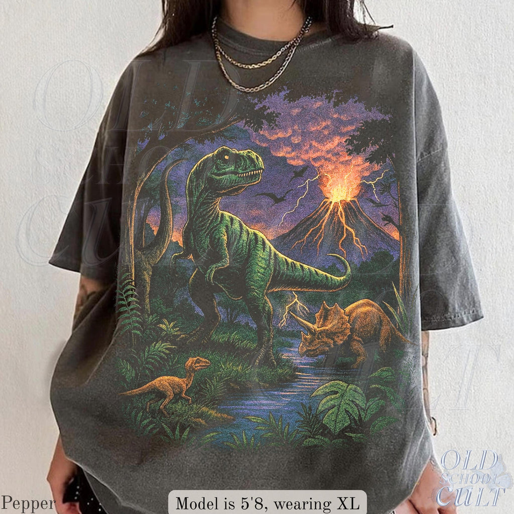 Vintage Jurassic Dinosaur 90s Retro T-Rex Triceratops 90s Prehistoric Dino Nostalgia Nature