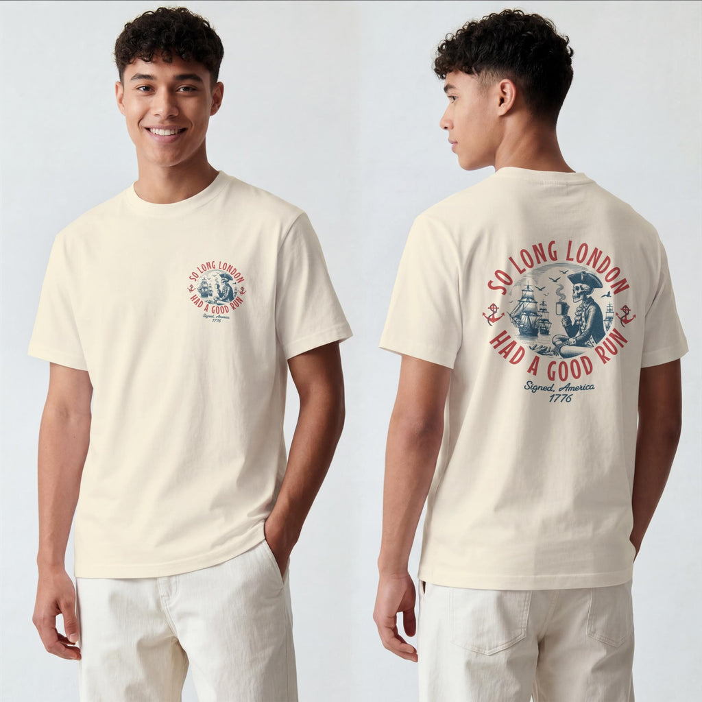 4th July Long London 1776 Front Back Tee Skeleton Patrio Independence Day