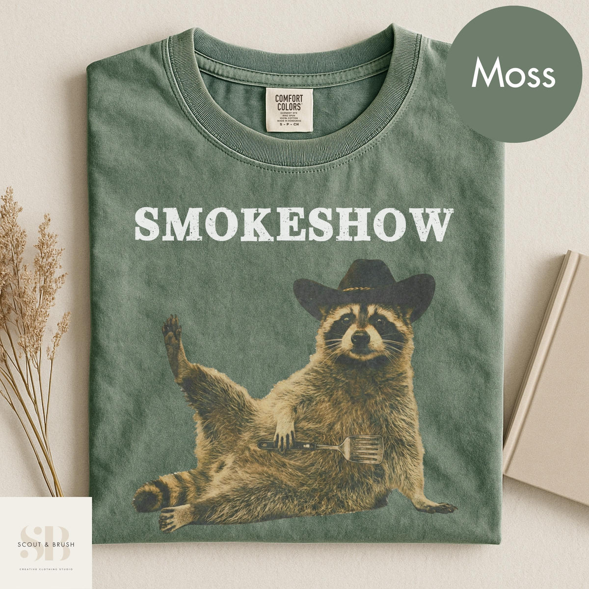 Comfort Colors Cowboy Raccoon Animal Meme Bbq Grill Raccoon Tee Silly Novelty
