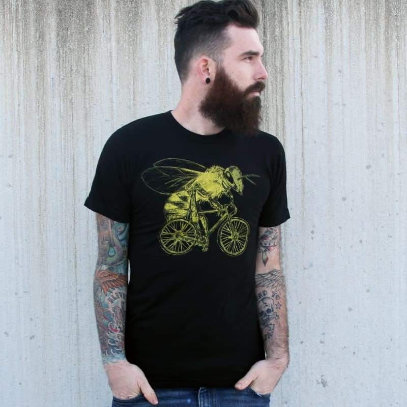 Bee Riding Bicycle Screen Printed Tee Unisex