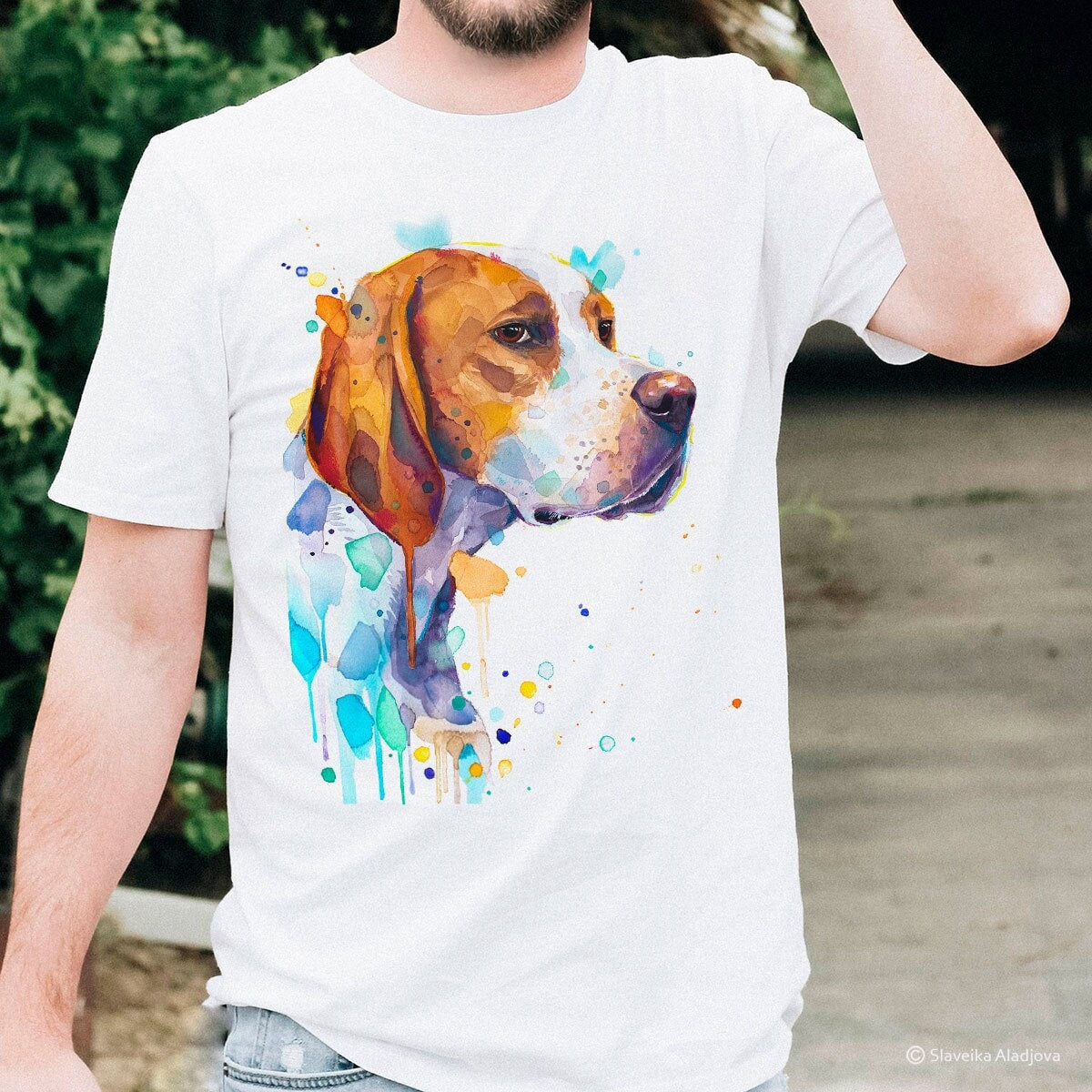 English Pointer Dog Ring Spun 100 Watercolor Art Animal Xs Xl Xxl