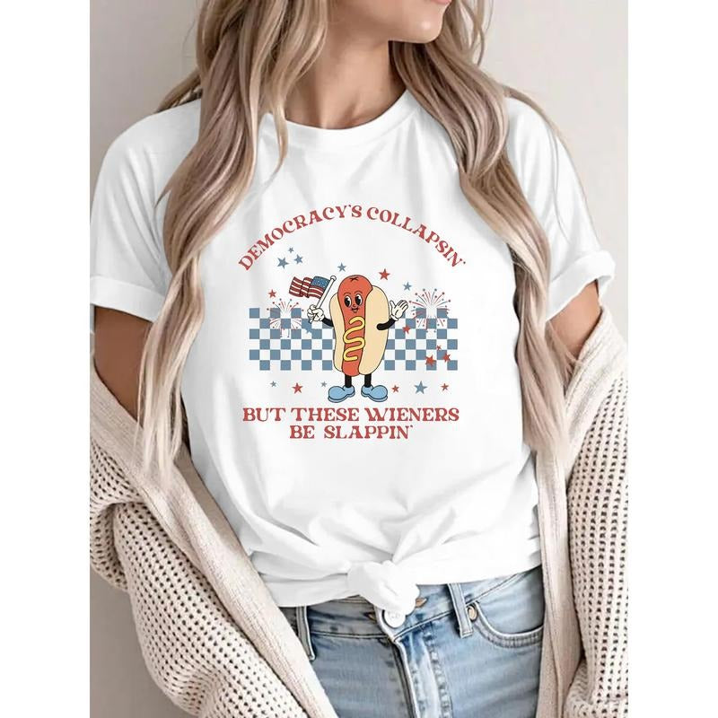 100 Dog Character Democracy'S Collapsin These Wieners Slappin Slogan Patriotic Fireworks Flag Elements Casual