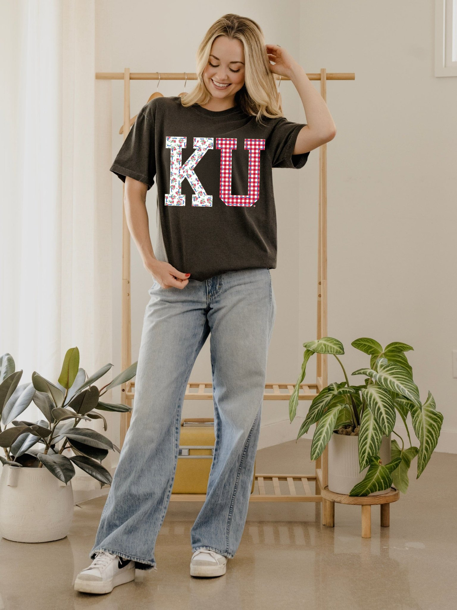 Ku Jayhawks Quilted Puff Ink Pepper Comfort Colors Tee