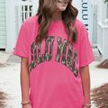 LM-MO-1000 Mossy Oak Bottomland Adult Neon Pink Comfort Colors Mossy Oak Tee