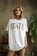 Osu Oklahoma State Cowboys Tartan Off White Thrifted Tee