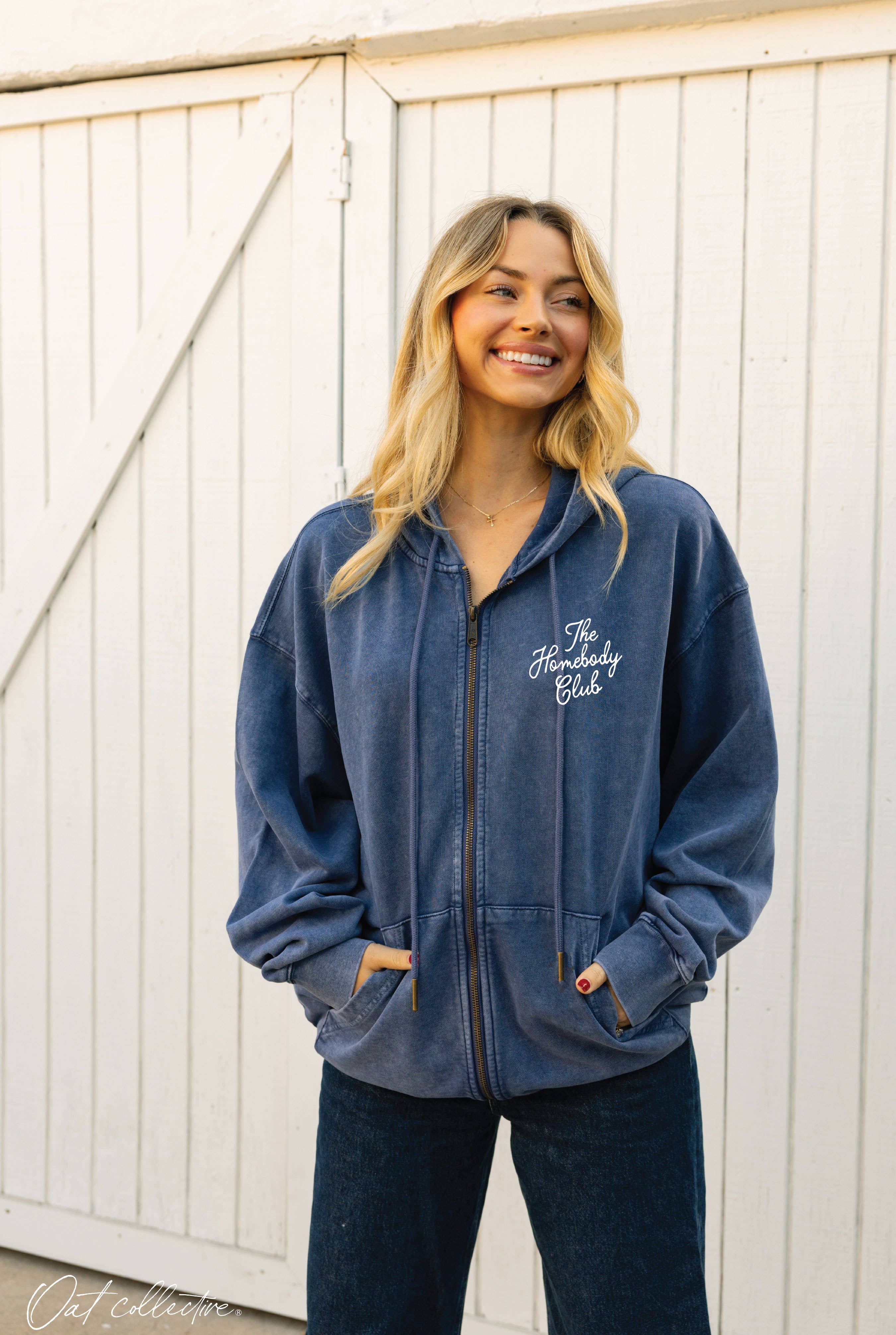The Homebody Club    Mineral  Zipper Hooded Pullover