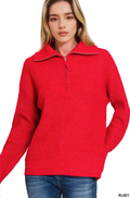 1016 Half Zip High Collard Pullover Sweater SI-26905