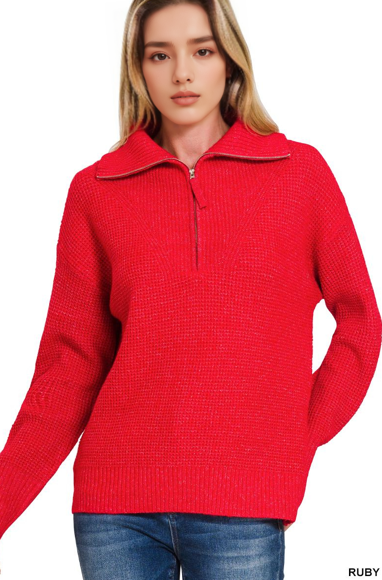 1016 Half Zip High Collard Pullover Sweater SI-26905