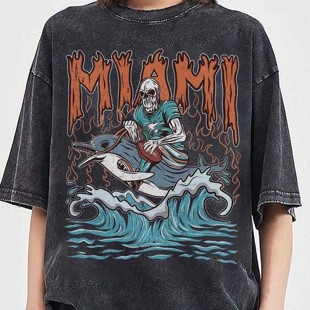 Miami Football Skull Vintage Shirt, Gift For Fan Football