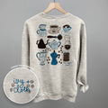 Blue & Brown Coffee Doodles (Back Print)