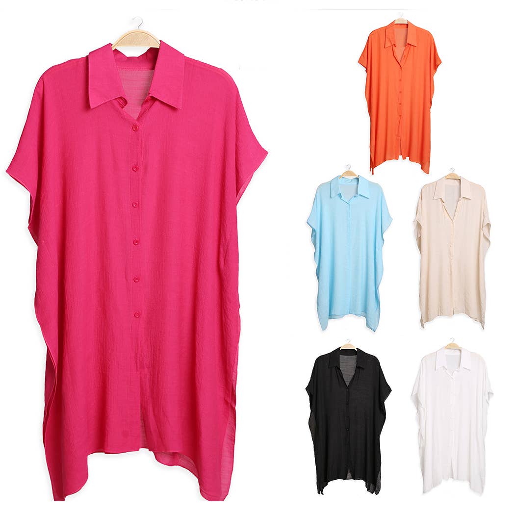 Women's Oversized Long Sleeveless Shirt Cover Up