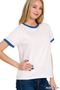 ....SI-27279 Contrast Binding Short Sleeve Tee Shirts