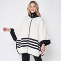 Triple Bordered Zip-Up Knit Kimono