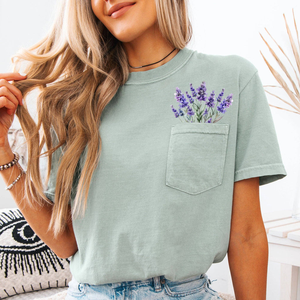 Lavender, Floral Pocket Tee, Beautiful, Gorgeous Tshirt Unisex