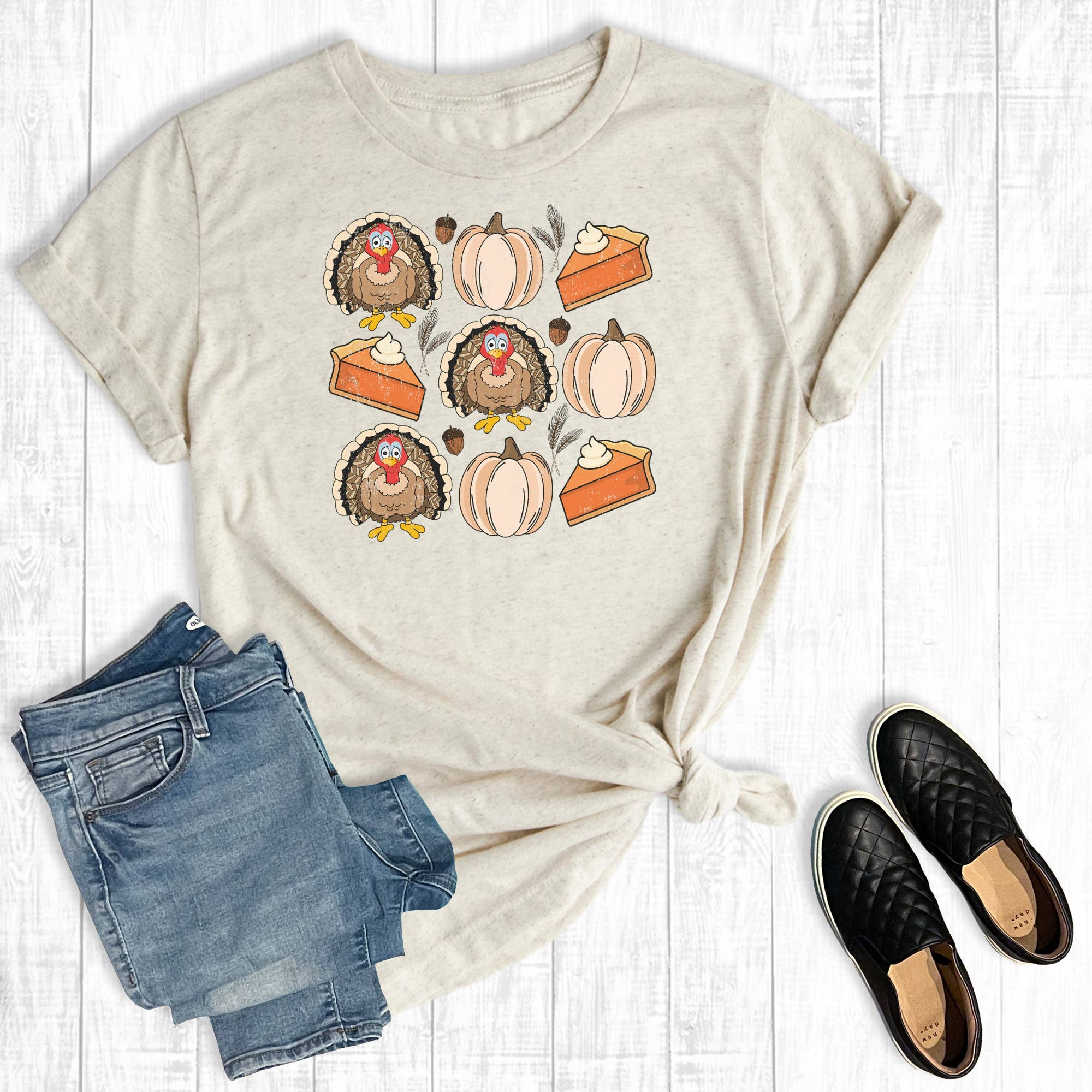 Thanksgiving Turkey Doodles Graphic Tee