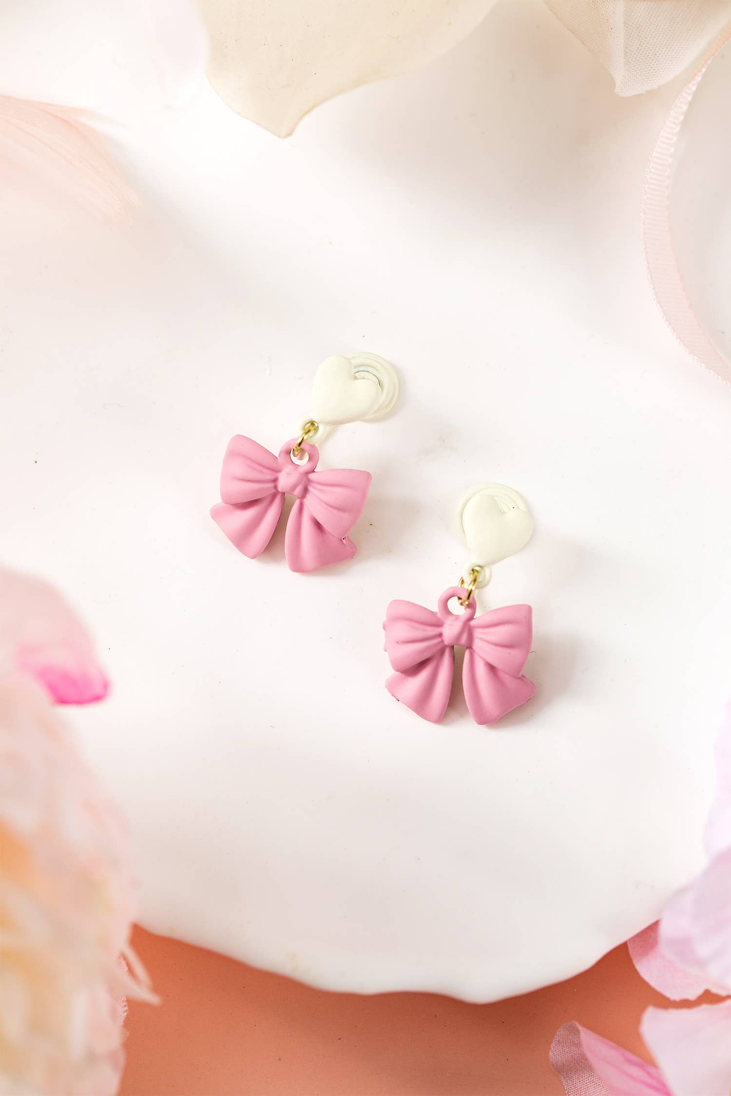 Bow Charm Contrasted Clip On Earrings